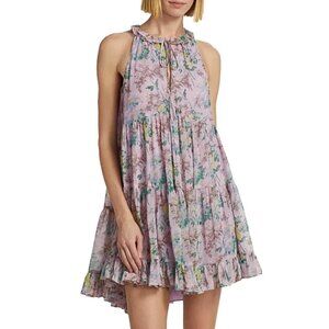 CINQ À SEPT 'Phyllis' Tiered Sleeveless Mini-Dress, Pastel Multi